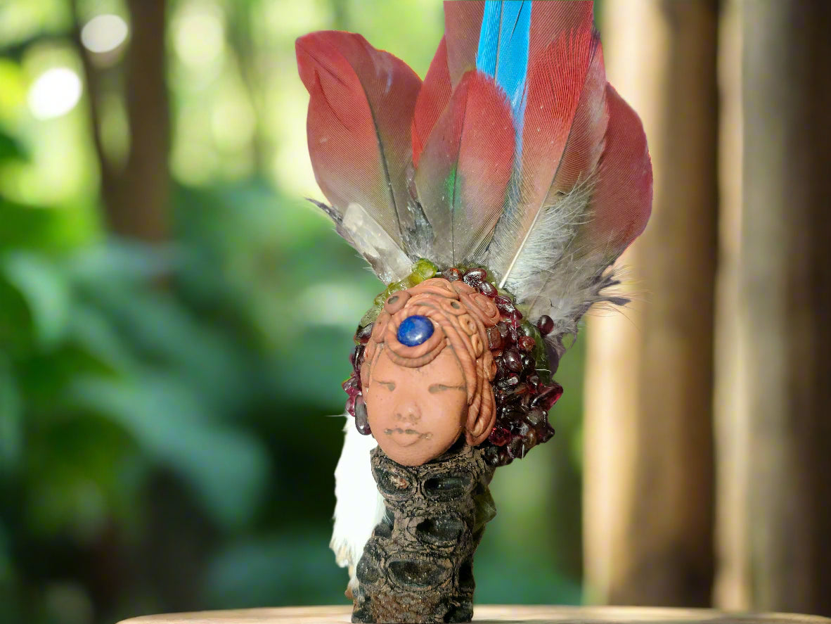Spirit Keeper Smudge Fan with Lapis, Quartz Garnet & Peridot