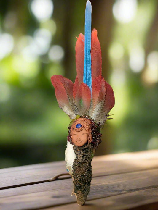 Spirit Keeper Smudge Fan with Lapis, Quartz Garnet & Peridot