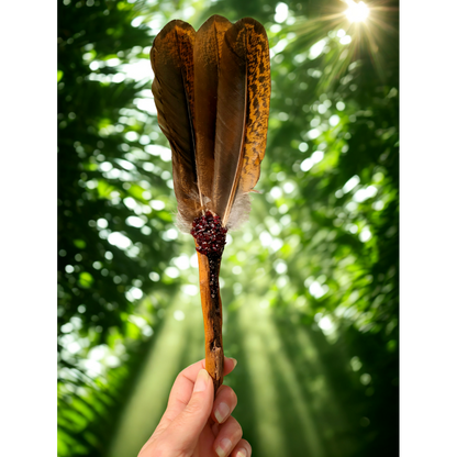 Guardian of smoke and Spirit. Garnet Smudge Fan